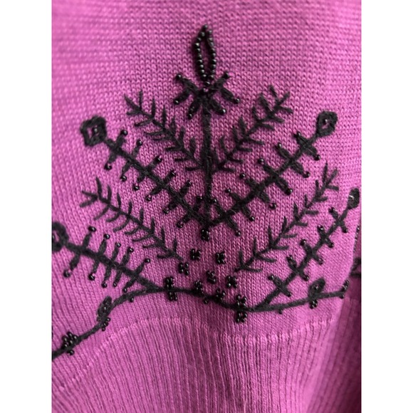 CLC Vintage 90s‎ Women's Purple Wool Blend Sweater Embroidered Beaded Size Large - Picture 5 of 6